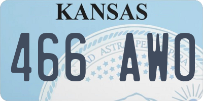 KS license plate 466AWO
