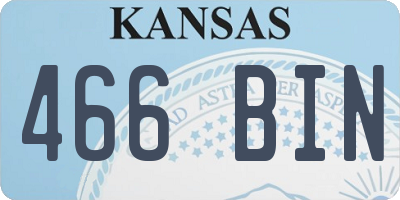 KS license plate 466BIN
