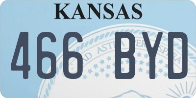 KS license plate 466BYD