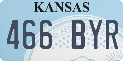 KS license plate 466BYR