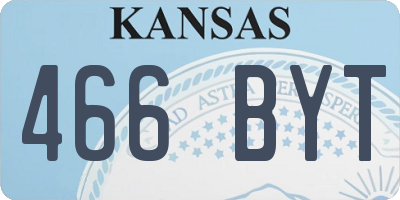 KS license plate 466BYT