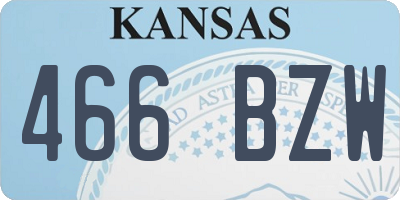 KS license plate 466BZW