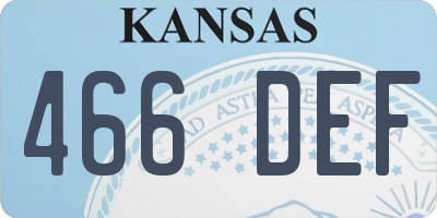 KS license plate 466DEF