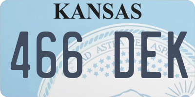 KS license plate 466DEK