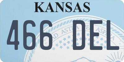 KS license plate 466DEL