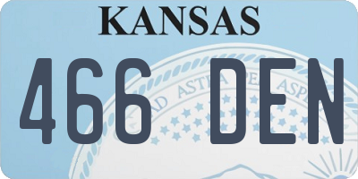 KS license plate 466DEN