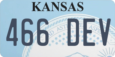 KS license plate 466DEV