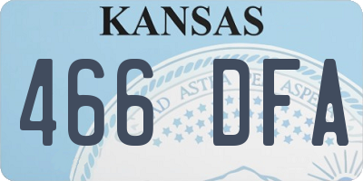 KS license plate 466DFA