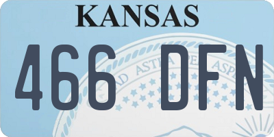 KS license plate 466DFN