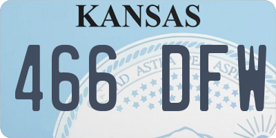 KS license plate 466DFW
