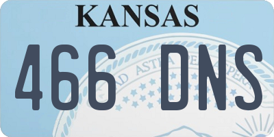 KS license plate 466DNS