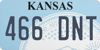 KS license plate 466DNT