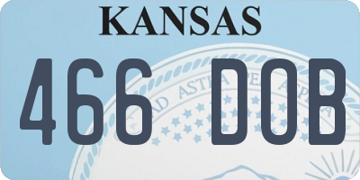KS license plate 466DOB