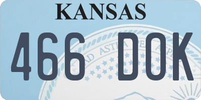 KS license plate 466DOK