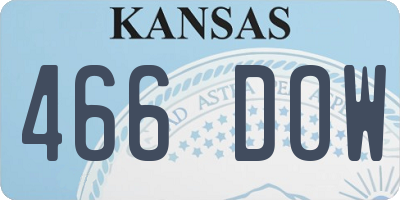 KS license plate 466DOW