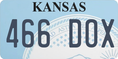 KS license plate 466DOX