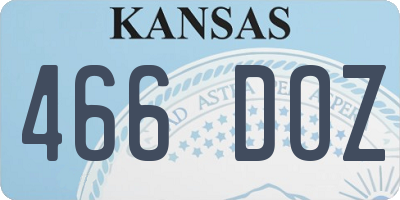 KS license plate 466DOZ