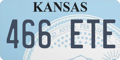 KS license plate 466ETE