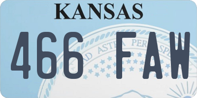 KS license plate 466FAW