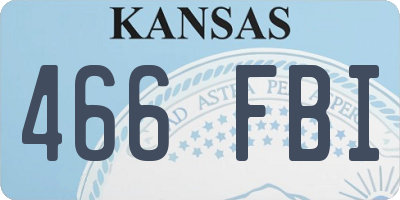 KS license plate 466FBI