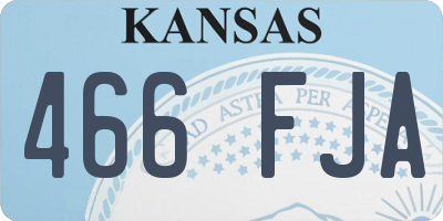 KS license plate 466FJA