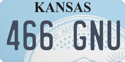 KS license plate 466GNU