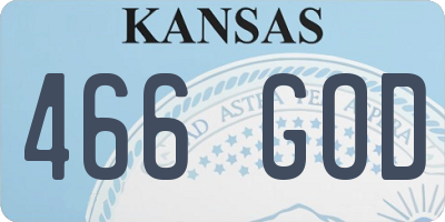 KS license plate 466GOD