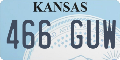 KS license plate 466GUW