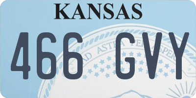 KS license plate 466GVY