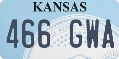 KS license plate 466GWA