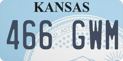 KS license plate 466GWM