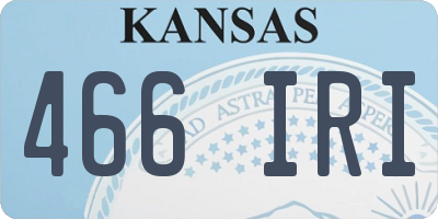 KS license plate 466IRI