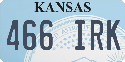 KS license plate 466IRK