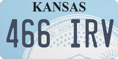 KS license plate 466IRV