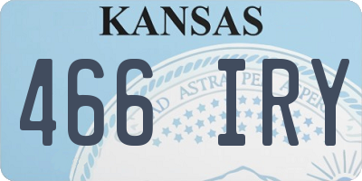 KS license plate 466IRY