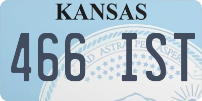 KS license plate 466IST