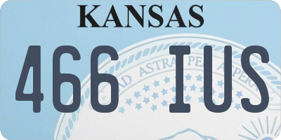 KS license plate 466IUS