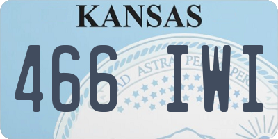 KS license plate 466IWI