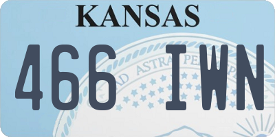 KS license plate 466IWN