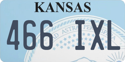 KS license plate 466IXL