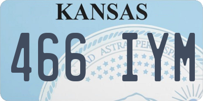 KS license plate 466IYM