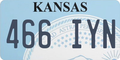 KS license plate 466IYN