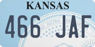 KS license plate 466JAF