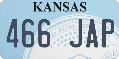 KS license plate 466JAP