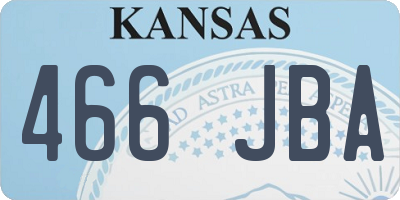 KS license plate 466JBA