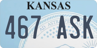 KS license plate 467ASK