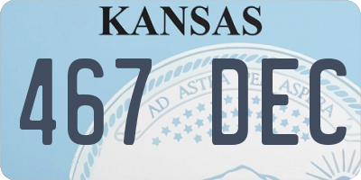 KS license plate 467DEC