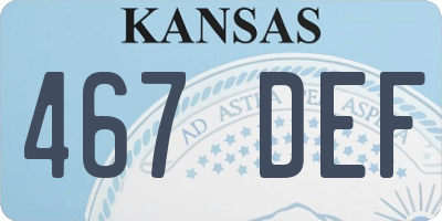 KS license plate 467DEF