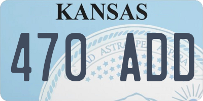 KS license plate 470ADD