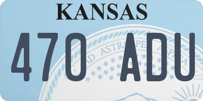 KS license plate 470ADU